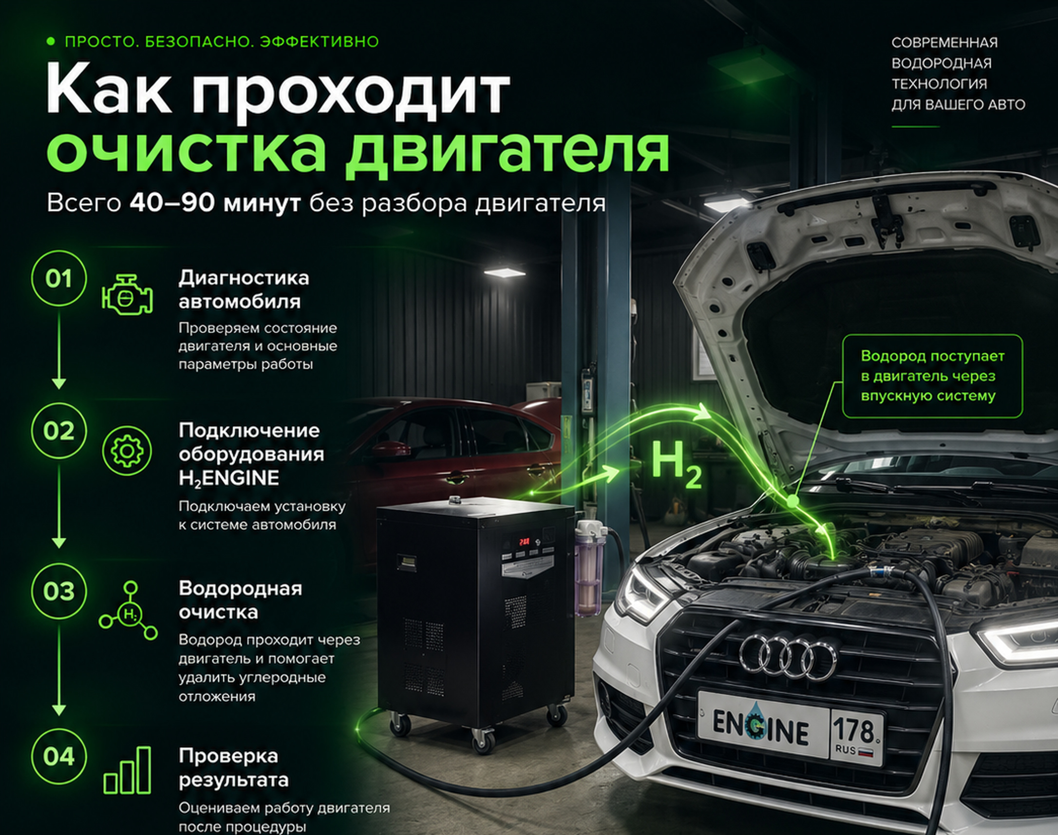 Процедура водородной очистки двигателя H2ENGINE